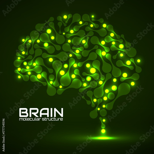 Human brain of molecular structure, idea for your design, vector illustration