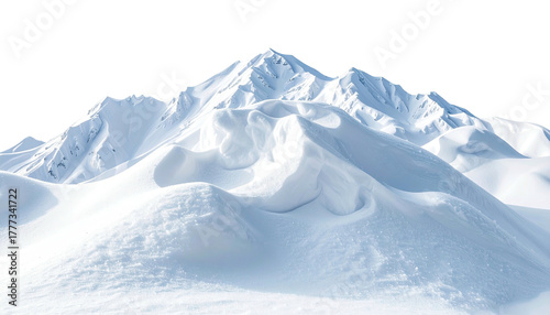 Snow-covered mountain range; jagged peak against dark sky