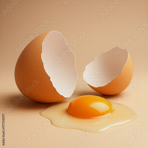 broken egg shell oil painting styrl illustration 