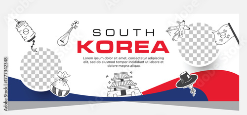 Design Korean banner template with photo
