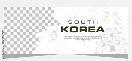 Design Korean banner template with photo