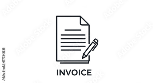 Invoice document with pen concept of financial statement, accounting, payment, billing, taxation, and business report