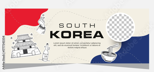 Hand drawn south Korean template banner design