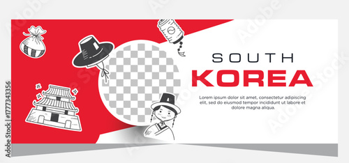 Hand drawn south Korean template banner design