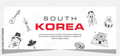 Hand drawn south Korean template banner design