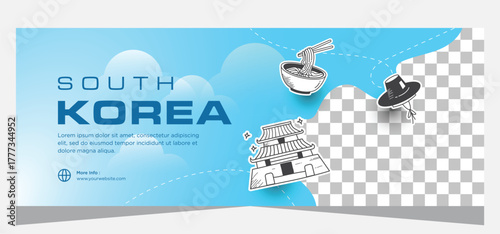 Design Korean banner template with photo
