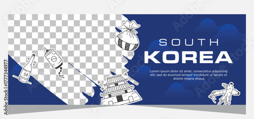Design Korean banner template with photo