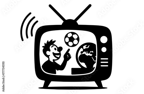 World Television Day black and white silhouette vector illustration