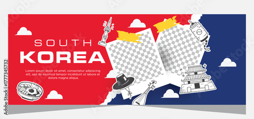 Design Korean banner template with photo
