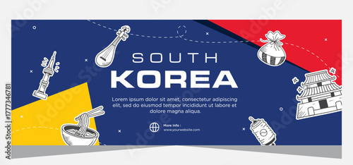 Hand drawn south Korean template banner design