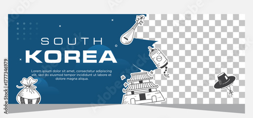 Hand drawn south Korean template banner design