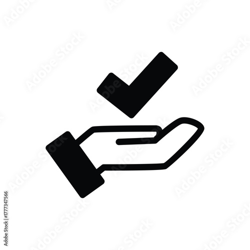 hand and checkmark solid icon vector design good for web or mobile app