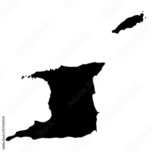 map of trinidad and tobago black