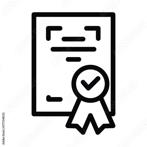 certificate with a checkmark ribbon outline icon vector design good for web or mobile app