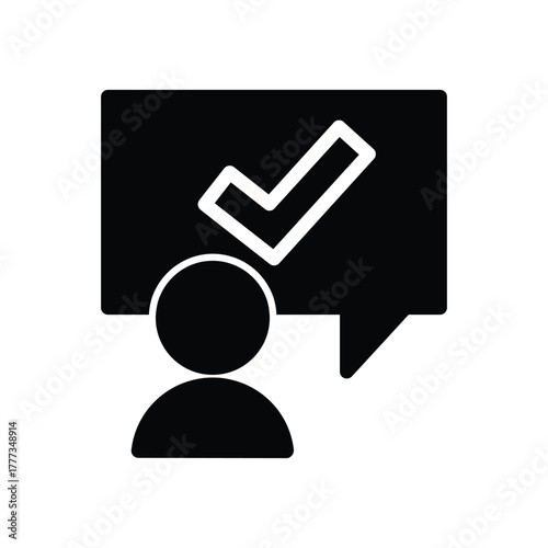 Checkmark Message Bubble solid icon vector design good for web or mobile app