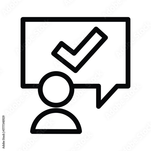 Checkmark Message Bubble outline icon vector design good for web or mobile app