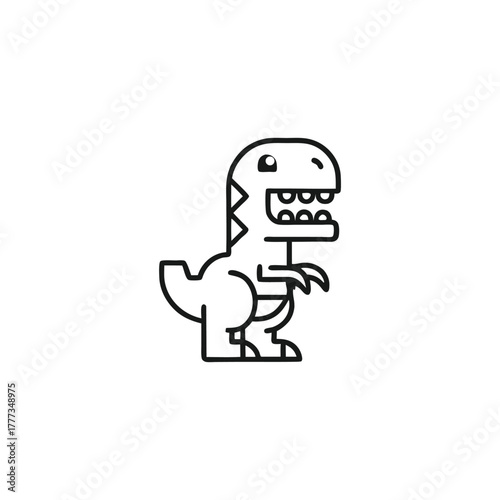 Outline of a Cartoon Dinosaur on a White Background