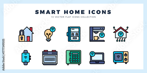 10 Smart Homes Lineal Color icon pack. vector illustration.