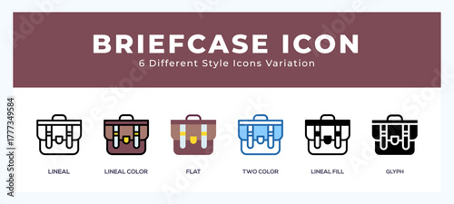 Briefcase icon illustration vector with different styles