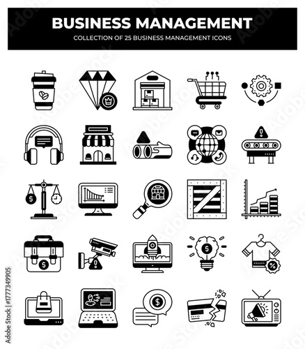 Collection of 25 Business Management Icons: Streamline Your Workflow