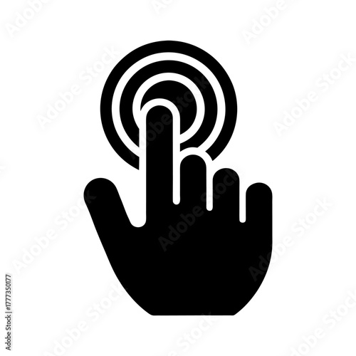 Flick Left Gesture Glyph Icon – Touchscreen Hand Motion on White Background.