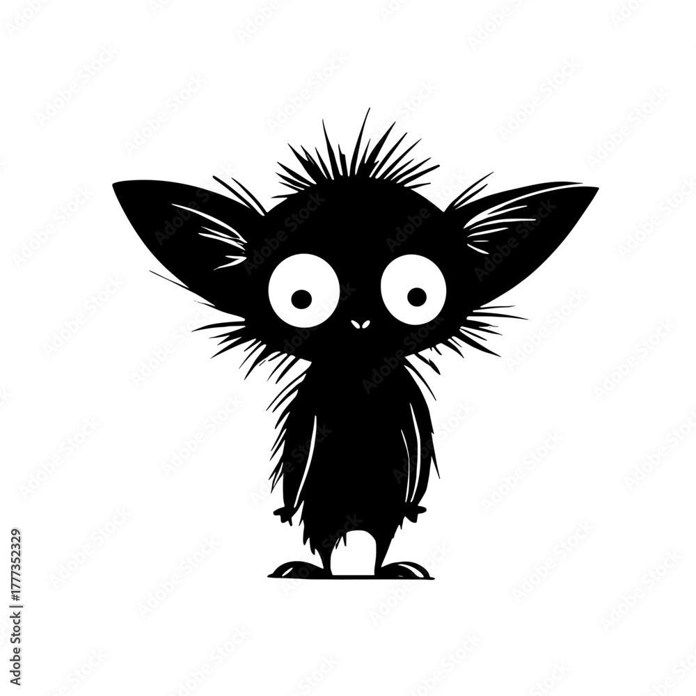 Fototapeta premium Aye-aye. Aye-aye simple black and white line art vector logo