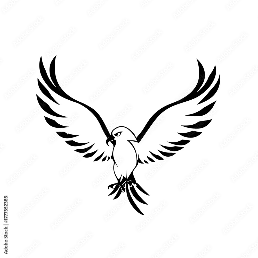 Obraz premium Osprey. Osprey simple black and white line art vector logo
