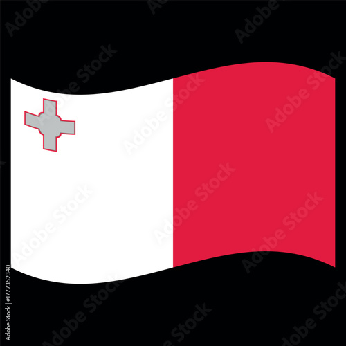Malta National Flag with George Cross Patriotic Symbol Design