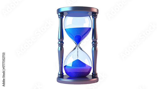 Hourglass with blue sand on black