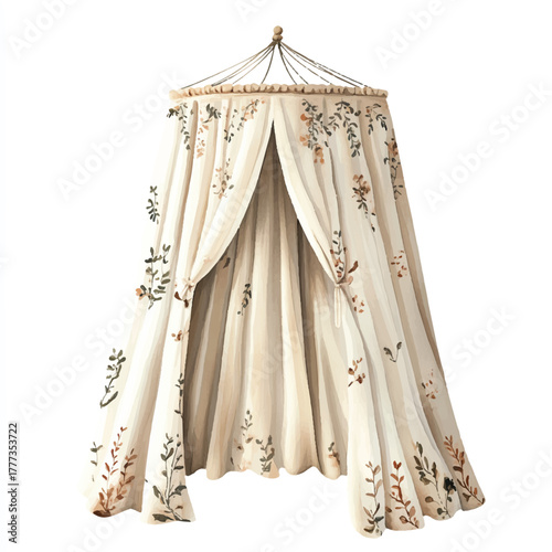 Elegant floral canopy for a childs bedroom or nursery.