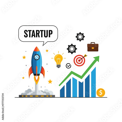 Ignite your business dreams with a powerful rocket launch symbolizing innovation, growth, and achieving ambitious goals with a bright idea.