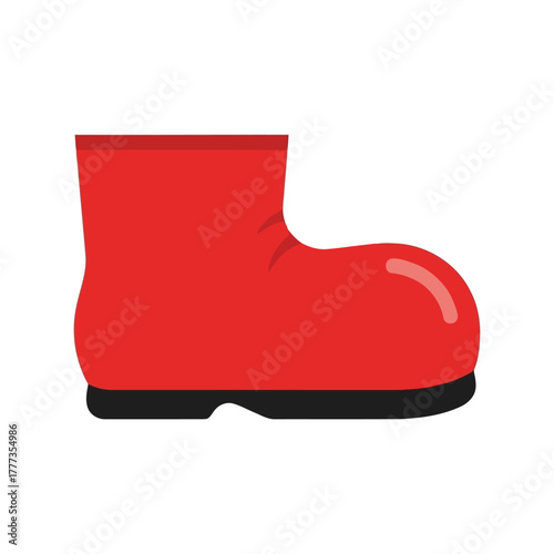Red cartoon boot iconic character footwear isolated graphic element isolated on white background