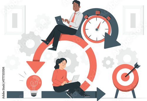 Agile methodology workflow with people and business elements process cycle