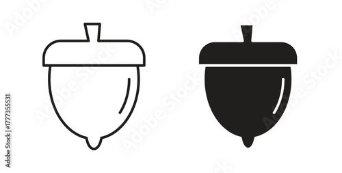 Acorn icon with glyph and line. black vector icons for Web UI