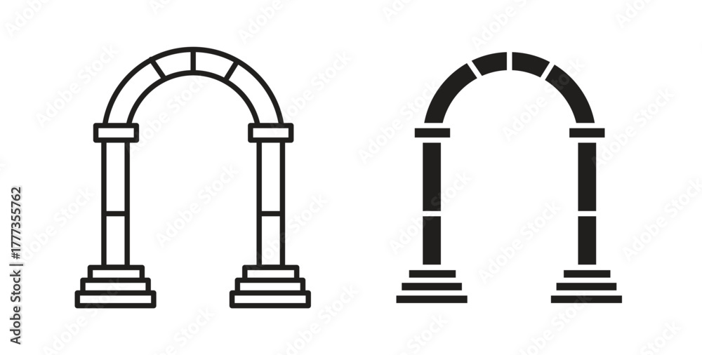 Fototapeta premium Archway icon with glyph and line. black vector icons for Web UI