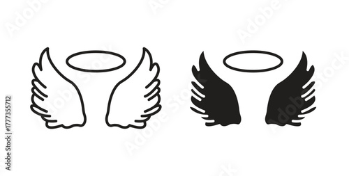 Angel icon with glyph and line. black vector icons for Web UI