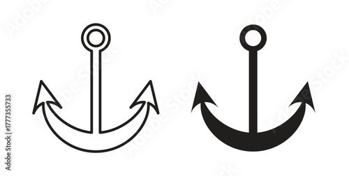 Anchor icon with glyph and line. black vector icons for Web UI