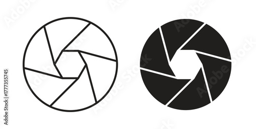 Aperture icon with glyph and line. black vector icons for Web UI