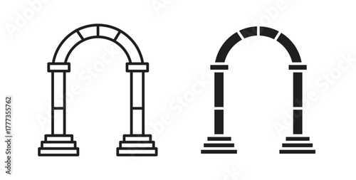 Archway icon with glyph and line. black vector icons for Web UI