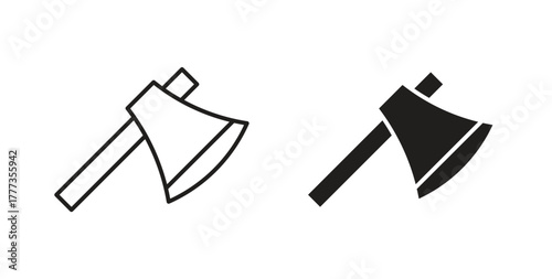 Axe icon with glyph and line. black vector icons for Web UI