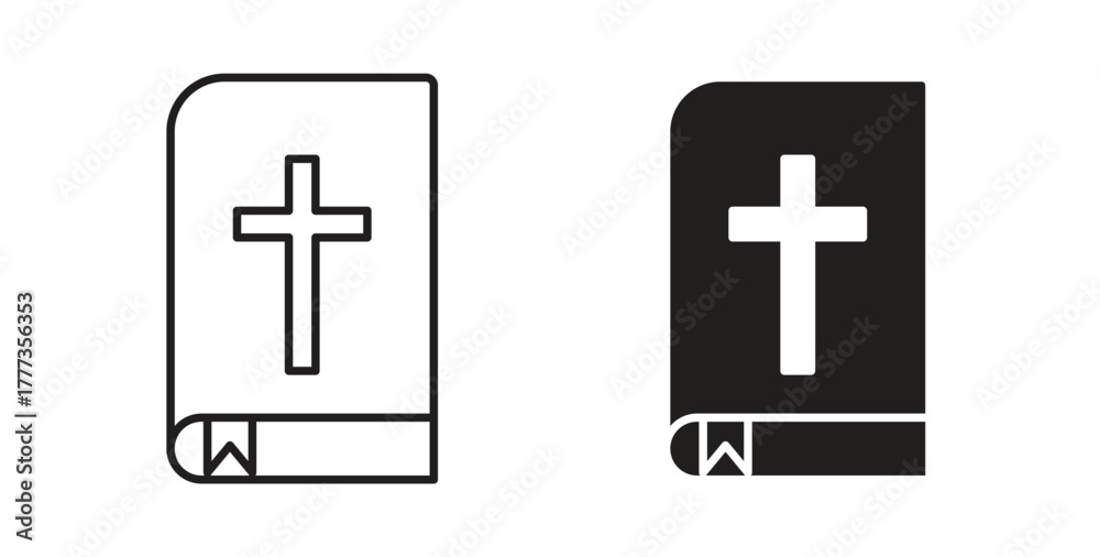 Fototapeta premium Bible icon with glyph and line. black vector icons for Web UI