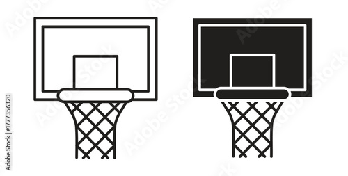 Basketball hoop icon with glyph and line. black vector icons for Web UI