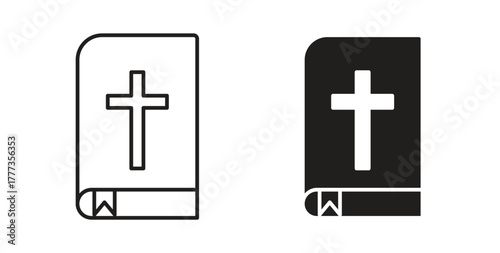 Bible icon with glyph and line. black vector icons for Web UI