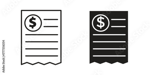 Bill icon with glyph and line. black vector icons for Web UI