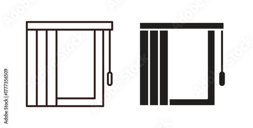 Blinds open icon with glyph and line. black vector icons for Web UI