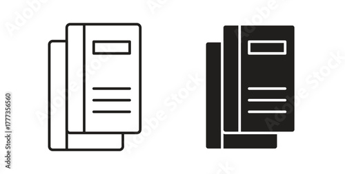 Book copy icon with glyph and line. black vector icons for Web UI