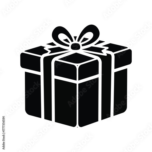 Festive gift box with ribbon and bow icon vector illustration for celebration and holidays isolated on white background