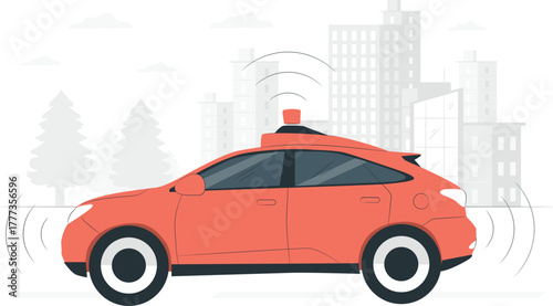 Autonomous Car Driving Through a City with Sensor Waves self-driving car vehicle