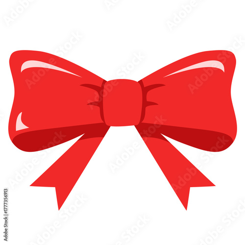 Bold red bow with crisp folds, suitable for festive, holiday, or bold statement design and packaging.