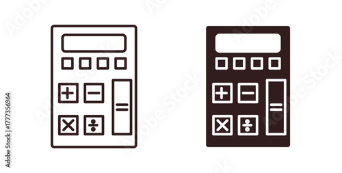 Calculator icon with glyph and line. black vector icons for Web UI